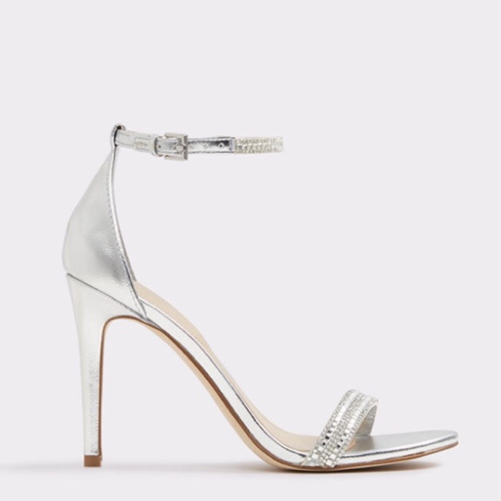 Aldo Silver Rhinestone Heels Size 7